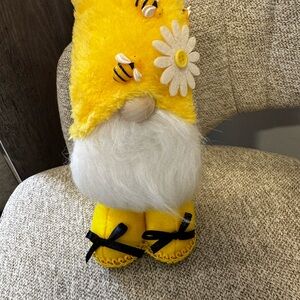 Yellow Gnome Plush with Bees and Daisy